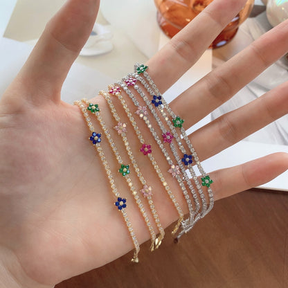 [ORA ]Sparkling Flower Shape Tennis Bracelet