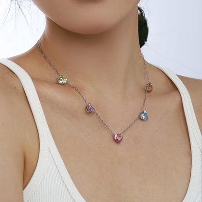 [ORA ]Sparkling Colorful Heart Cut Necklace