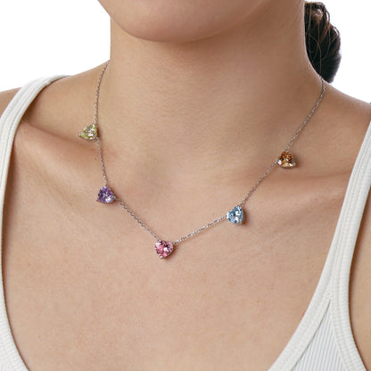 [ORA ]Sparkling Colorful Heart Cut Necklace
