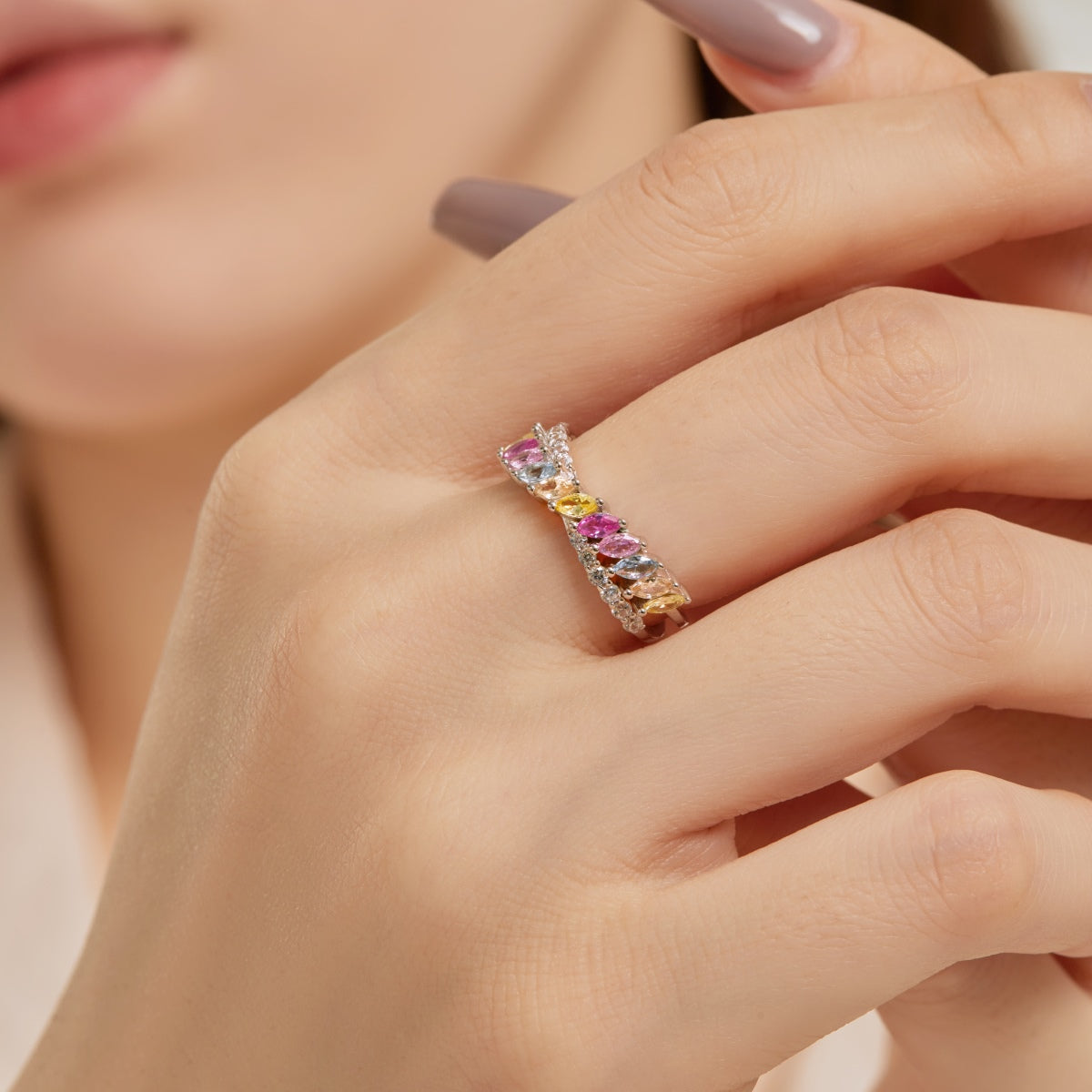 [ORA ]Unique Colorful Marquise Cut Daily Ring
