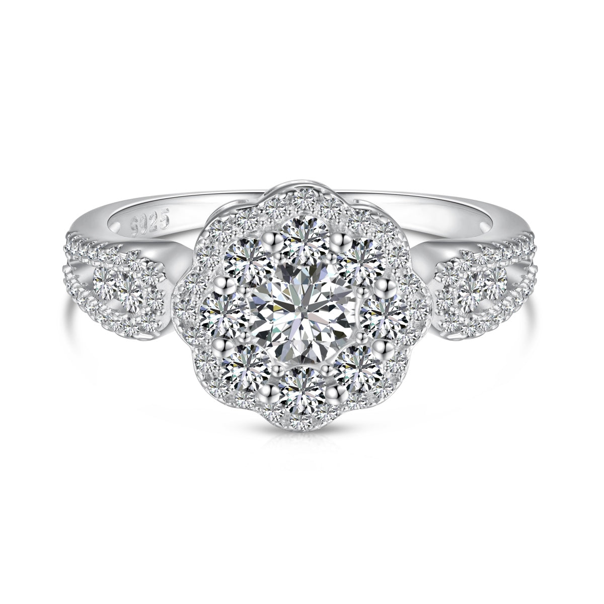 [ORA ]Delicate Colorful Round Cut Flower Shape Wedding Ring
