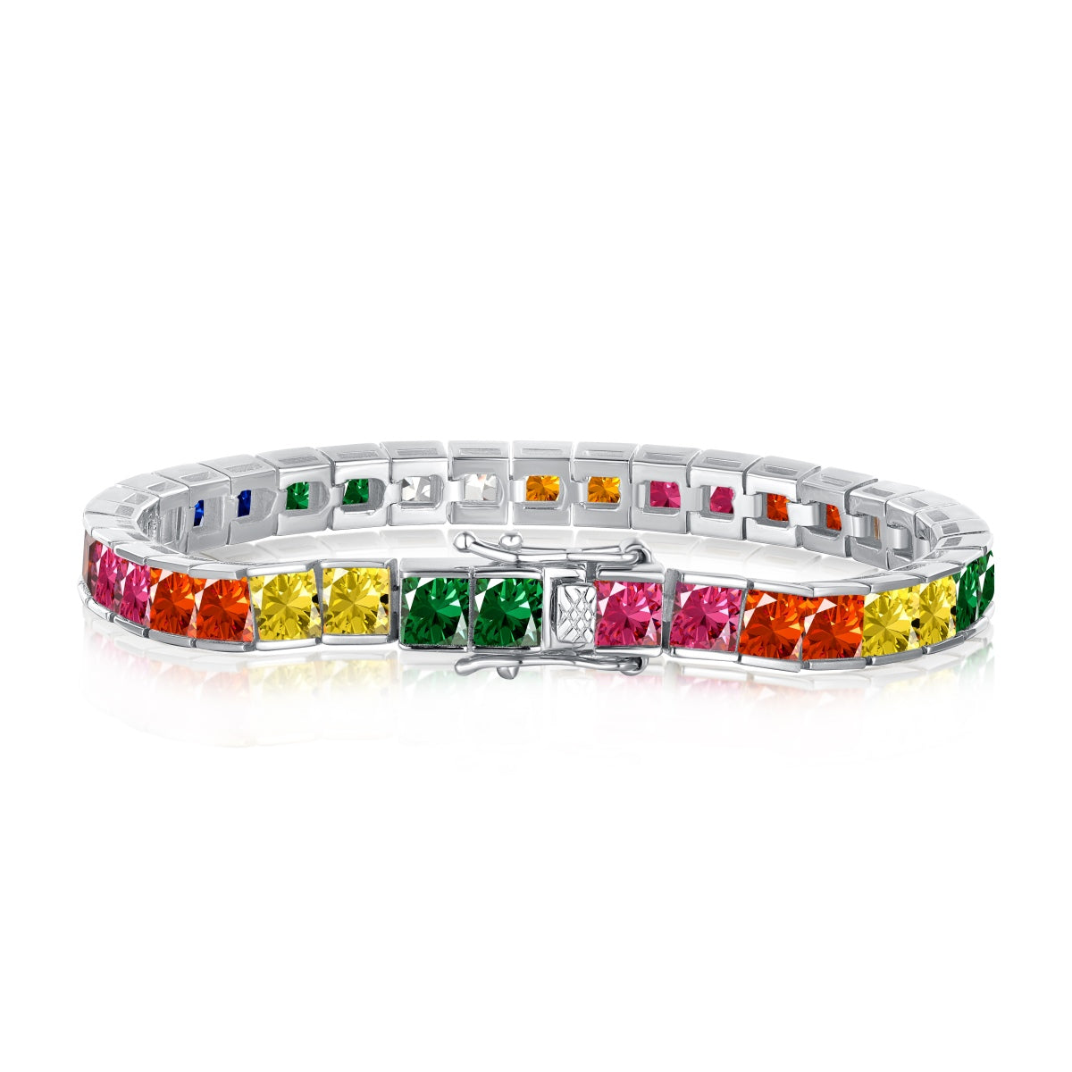 [ORA ]Radiant Colorful Princess Cut Tennis Bracelet