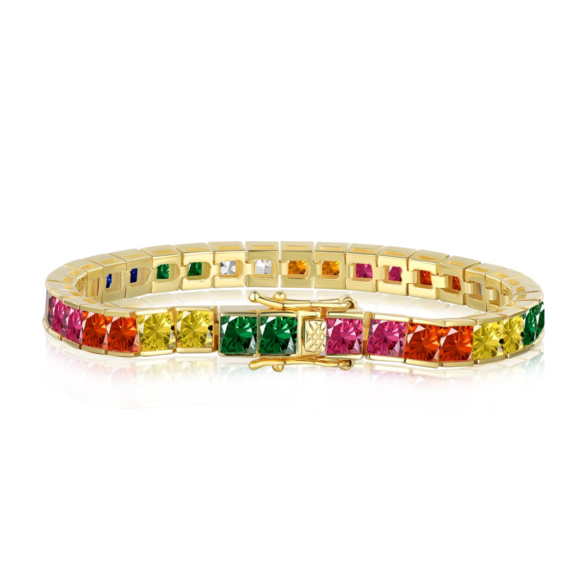 [ORA ]Radiant Colorful Princess Cut Tennis Bracelet