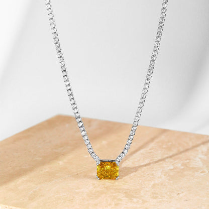[ORA ]4.0 Carat Elegant Radiant Cut Necklace