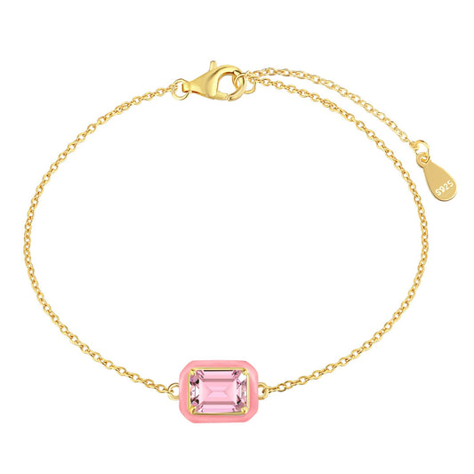 [ORA]2.0 Carat Sparkling Colorful Emerald Cut Daily Bracelet