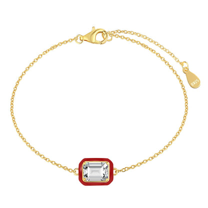 [ORA ]2.0 Carat Sparkling Colorful Emerald Cut Daily Bracelet