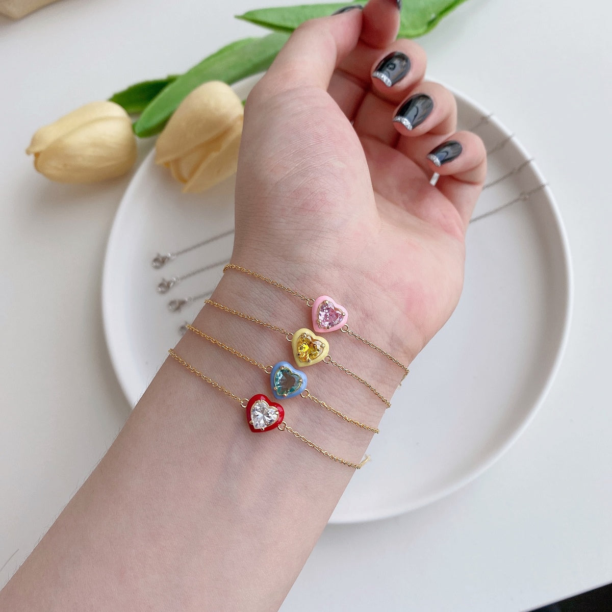 [ORA ]Sparkling Romantic Heart Shape Lover Bracelet