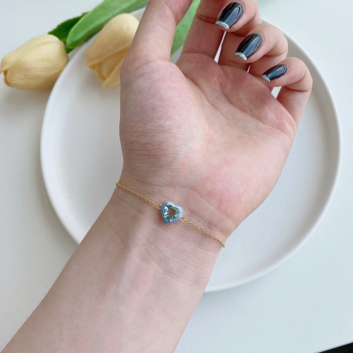 [ORA ]Sparkling Romantic Heart Shape Lover Bracelet