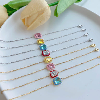 [ORA ]2.0 Carat Sparkling Colorful Emerald Cut Daily Bracelet