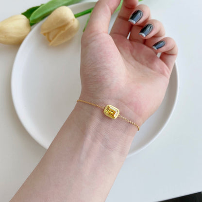 [ORA ]2.0 Carat Sparkling Colorful Emerald Cut Daily Bracelet