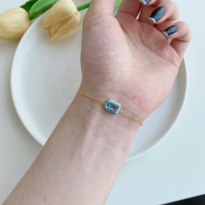 [ORA ]2.0 Carat Sparkling Colorful Emerald Cut Daily Bracelet