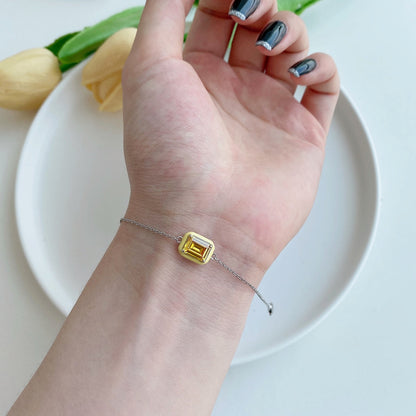 [ORA ]2.0 Carat Sparkling Colorful Emerald Cut Daily Bracelet