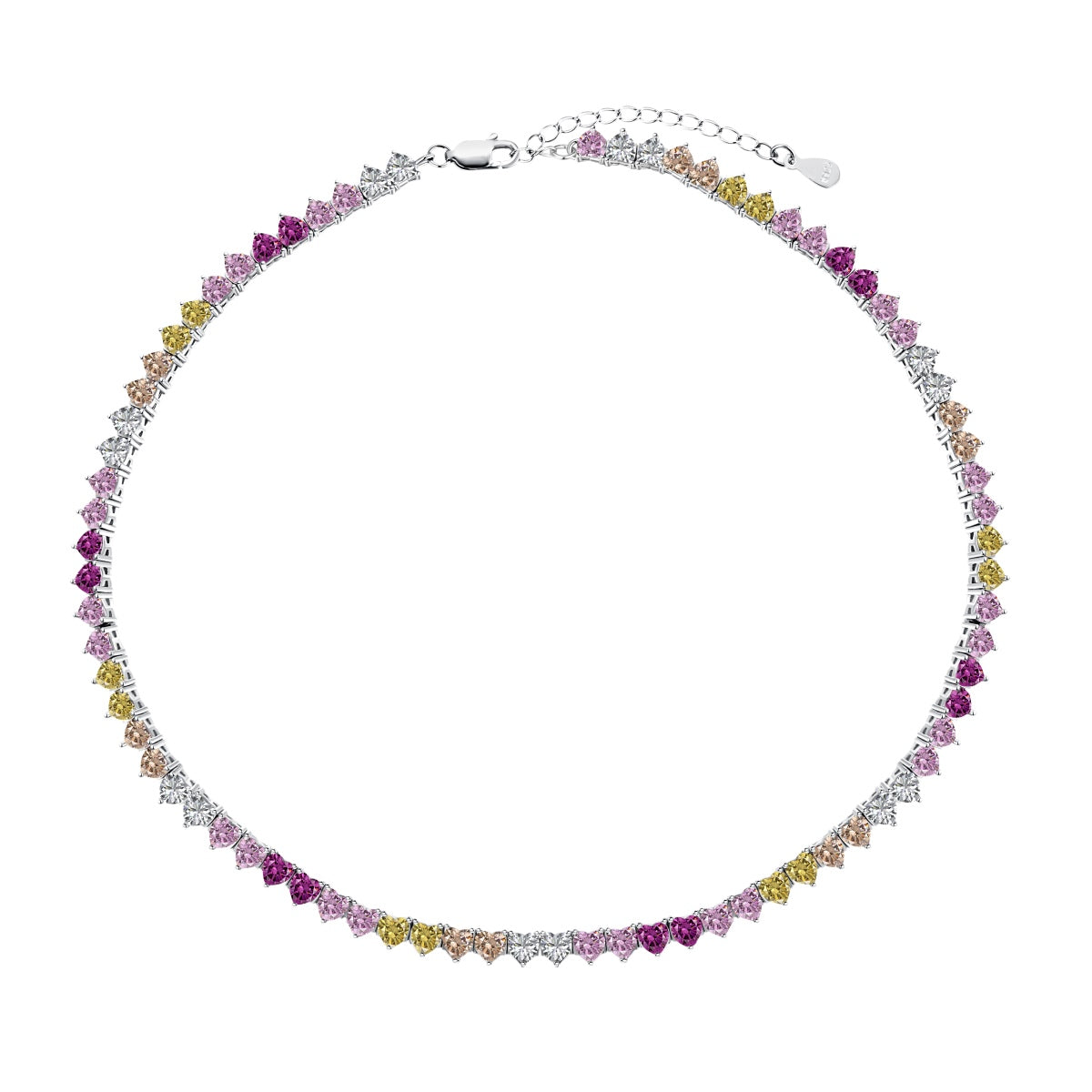 [ORA ]Sparkling Colorful Full Heart Tennis Necklace