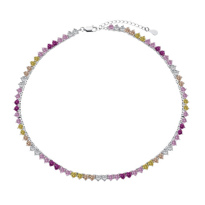 [ORA ]Sparkling Colorful Full Heart Tennis Necklace