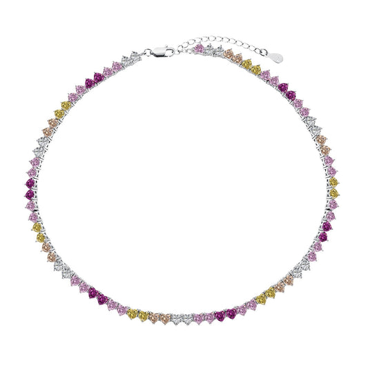[ORA ]Sparkling Colorful Full Heart Tennis Necklace