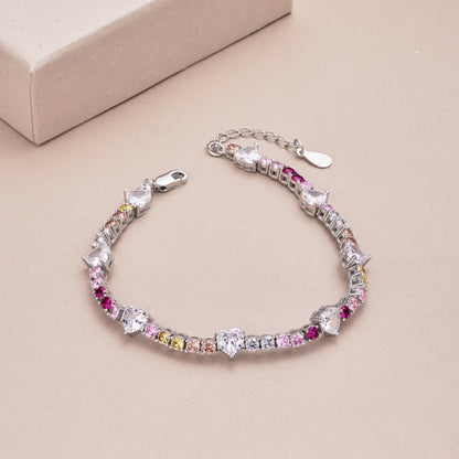 [ORA ]Romantic Heart Shape Round Cut Lover Bracelet