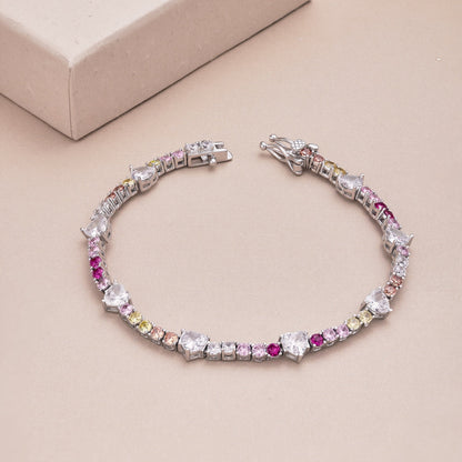 [ORA ]Romantic Heart Shape Round Cut Lover Bracelet