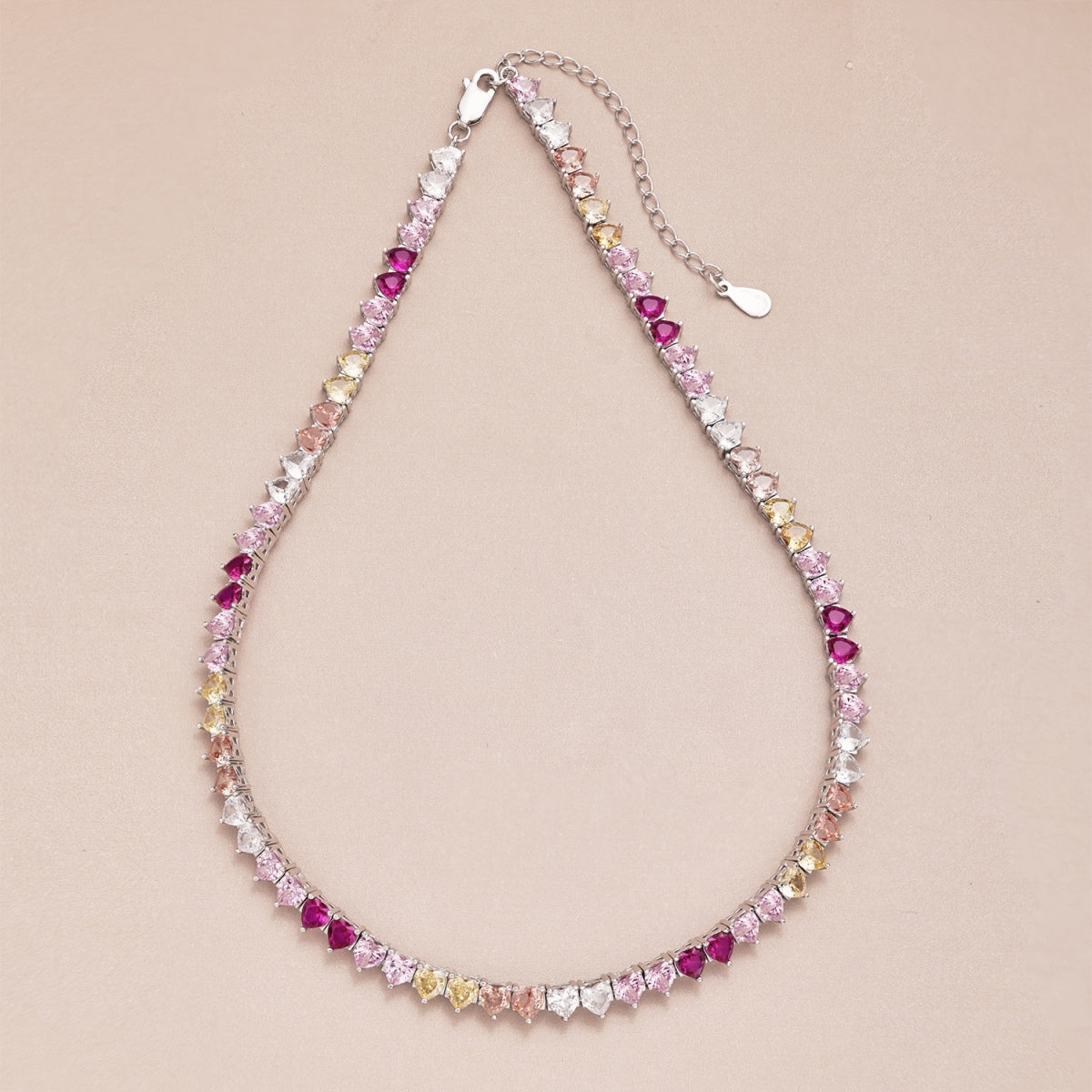 [ORA ]Sparkling Colorful Full Heart Tennis Necklace