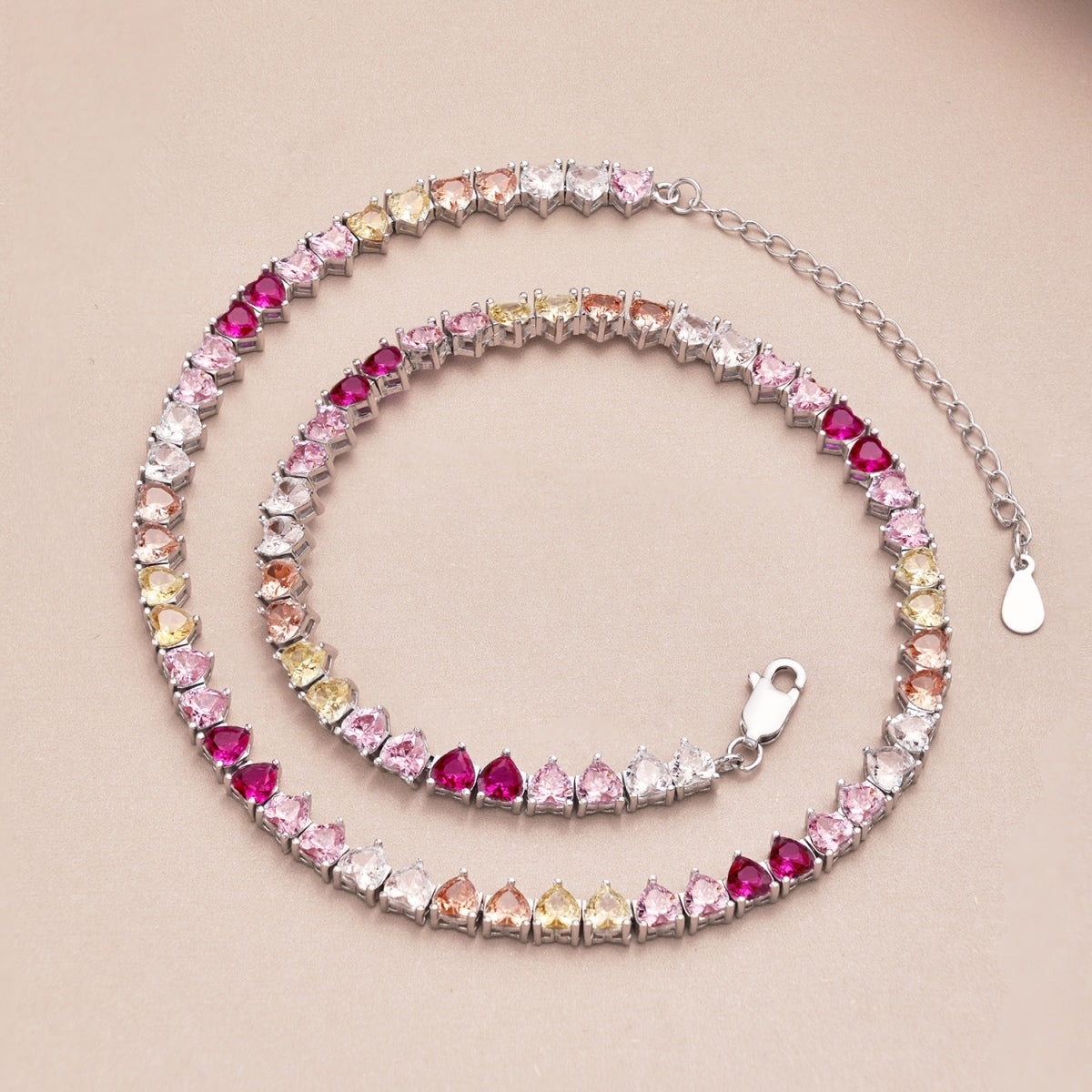 [ORA ]Sparkling Colorful Full Heart Tennis Necklace
