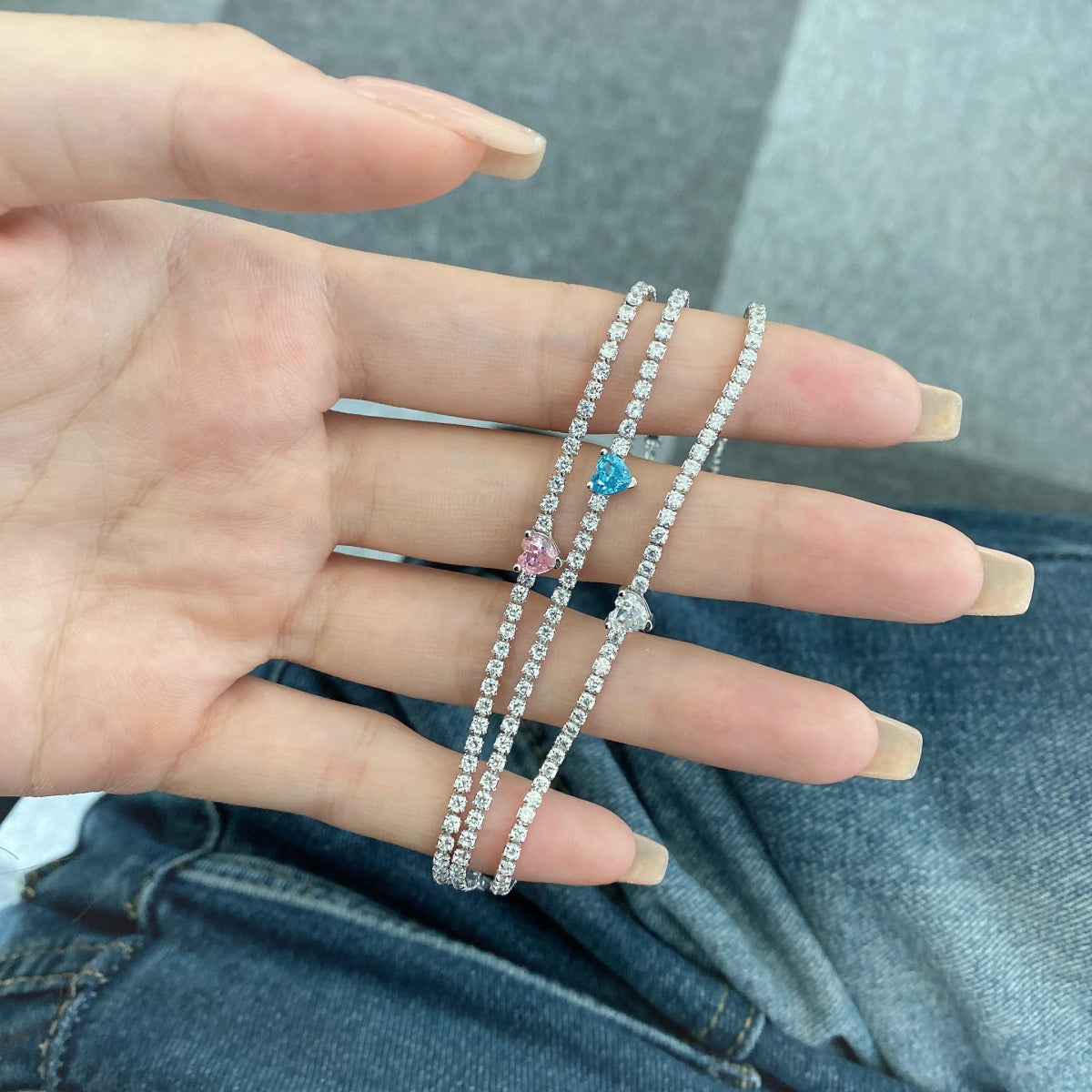 [ORA ]0.5 Carat Elegant Romantic Heart Shape Lover Bracelet