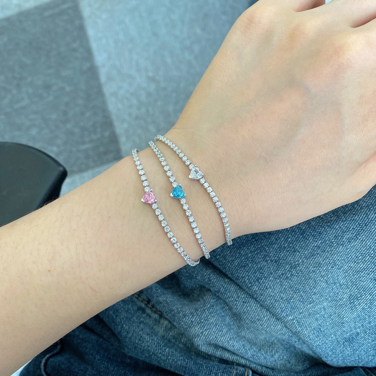 [ORA ]0.5 Carat Elegant Romantic Heart Shape Lover Bracelet