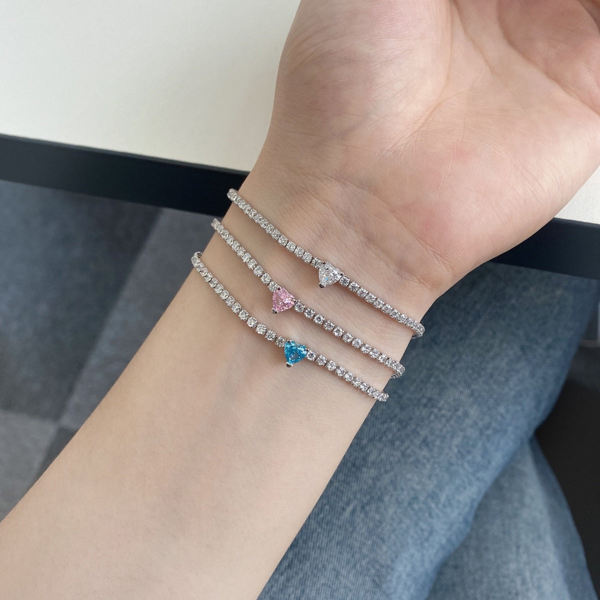 [ORA ]0.5 Carat Elegant Romantic Heart Shape Lover Bracelet