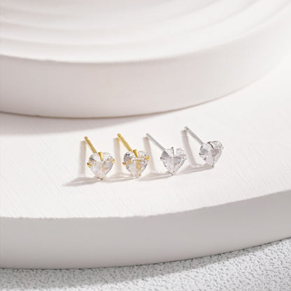 [ORA ]Sparkling Heart Shaped Simple Earrings