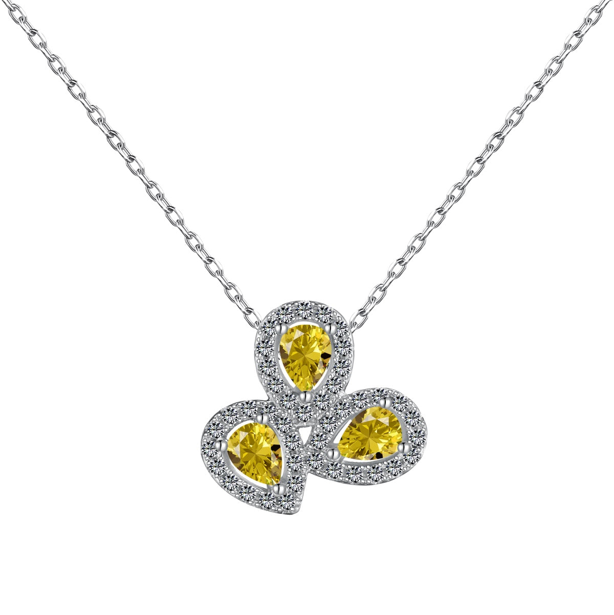 [ORA ]Elegant Flower Shape Pear Cut Necklace