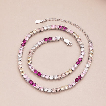 [ORA ]Delicate Colorful Tennis Necklace