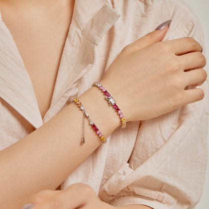 [ORA ]Luxurious Colorful Romantic Heart Shape Lover Bracelet