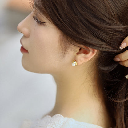 [ORA ]Dainty Bread Pearl Earrings