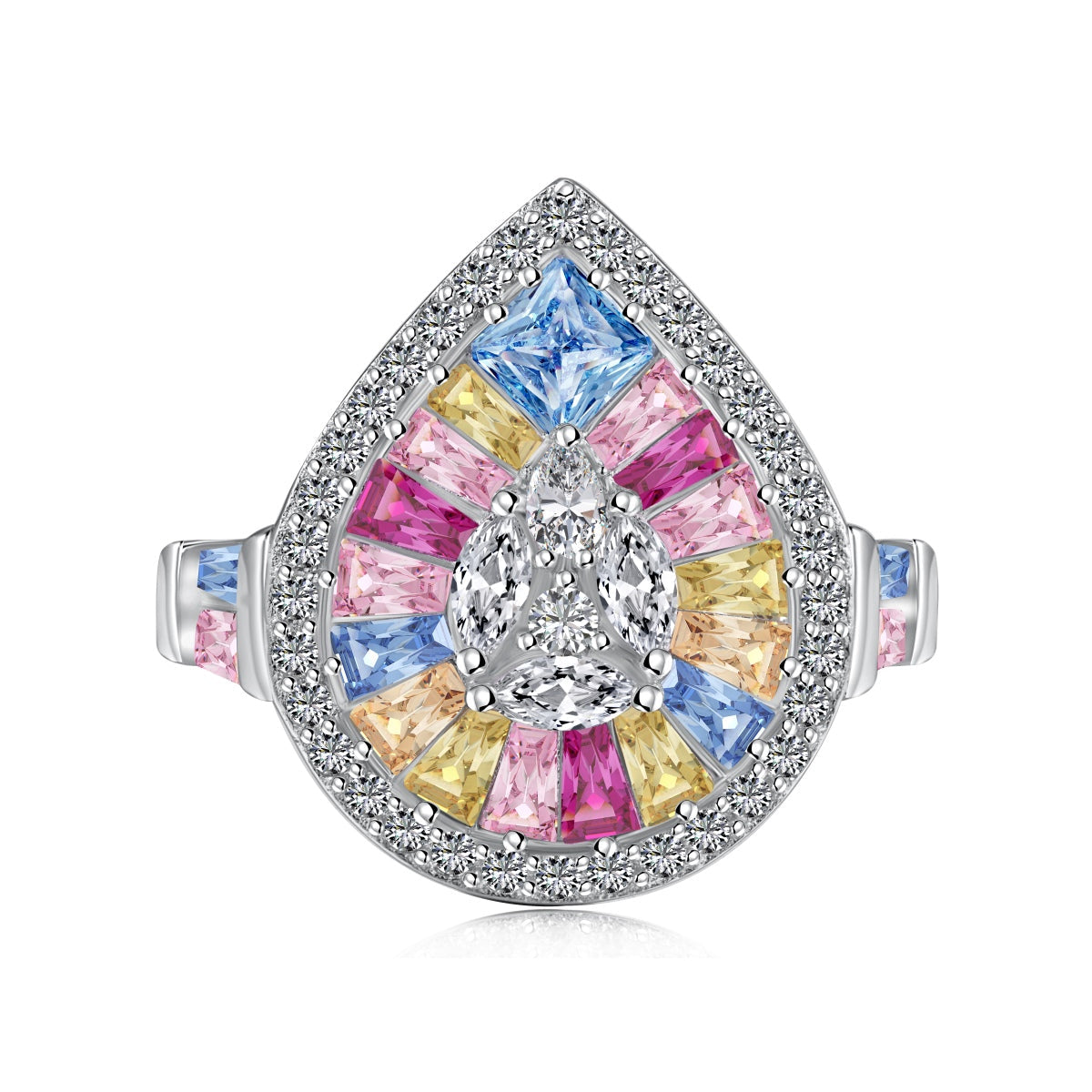 [ORA ]Elegant Colorful Water Drop Shape Banquet Ring