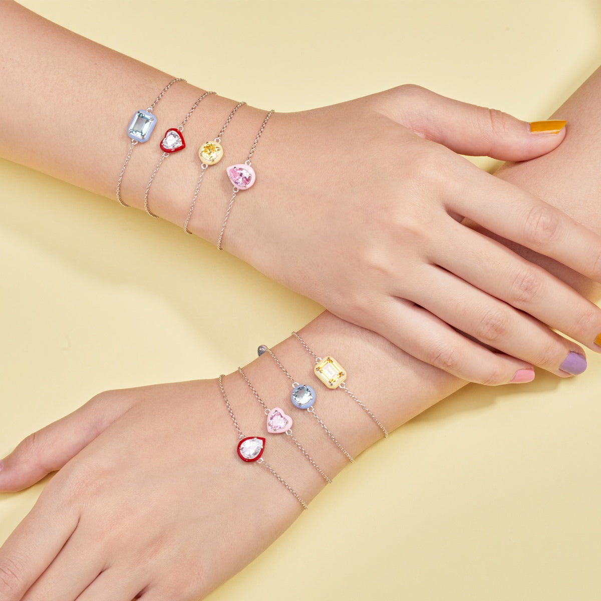[ORA ]2.0 Carat Sparkling Colorful Emerald Cut Daily Bracelet