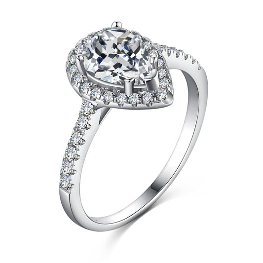 [ORA ]1.0 Carat Luxurious Resplendent Water Drop Shape Wedding Ring