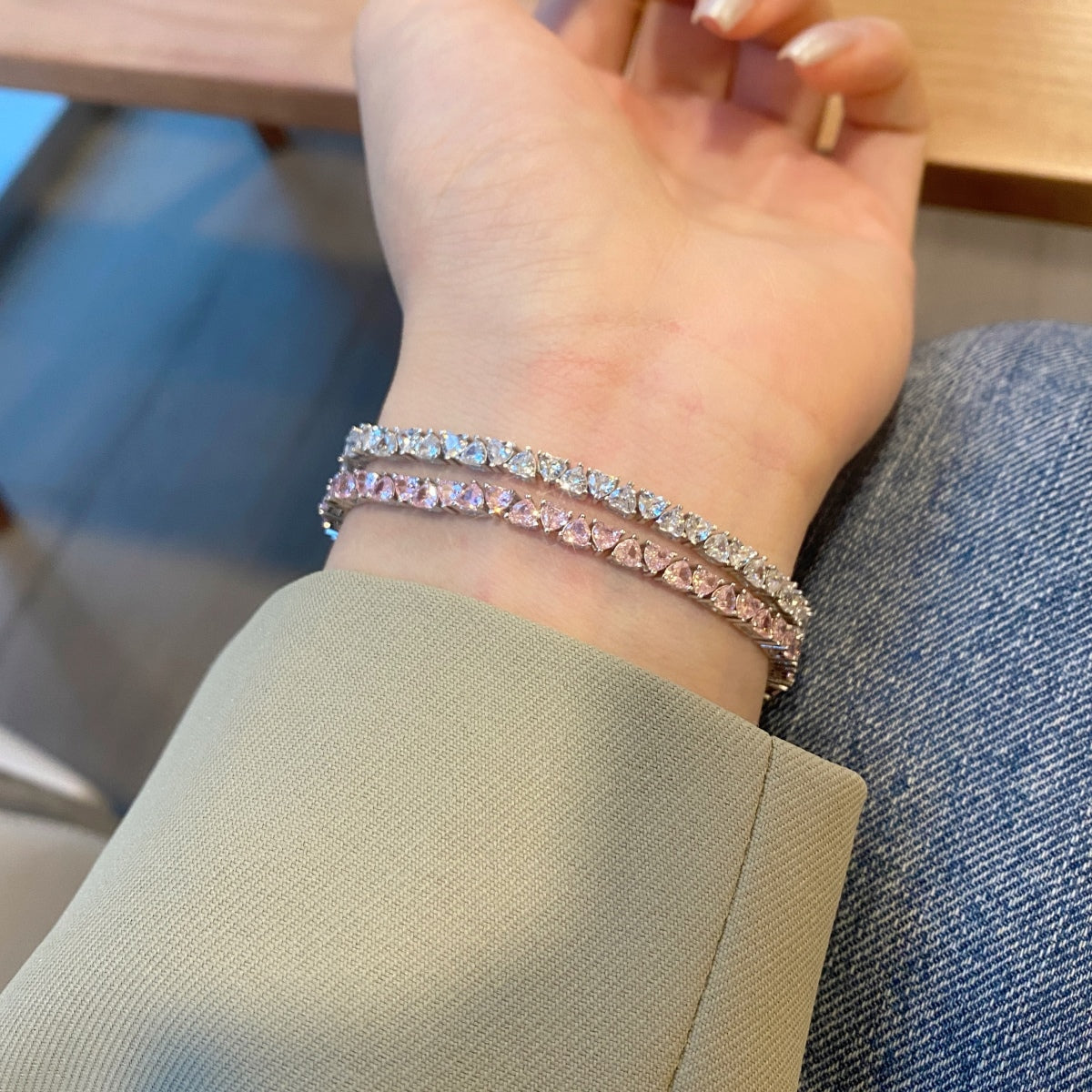 [ORA ]Dazzling Romantic Heart Shape Lover Bracelet