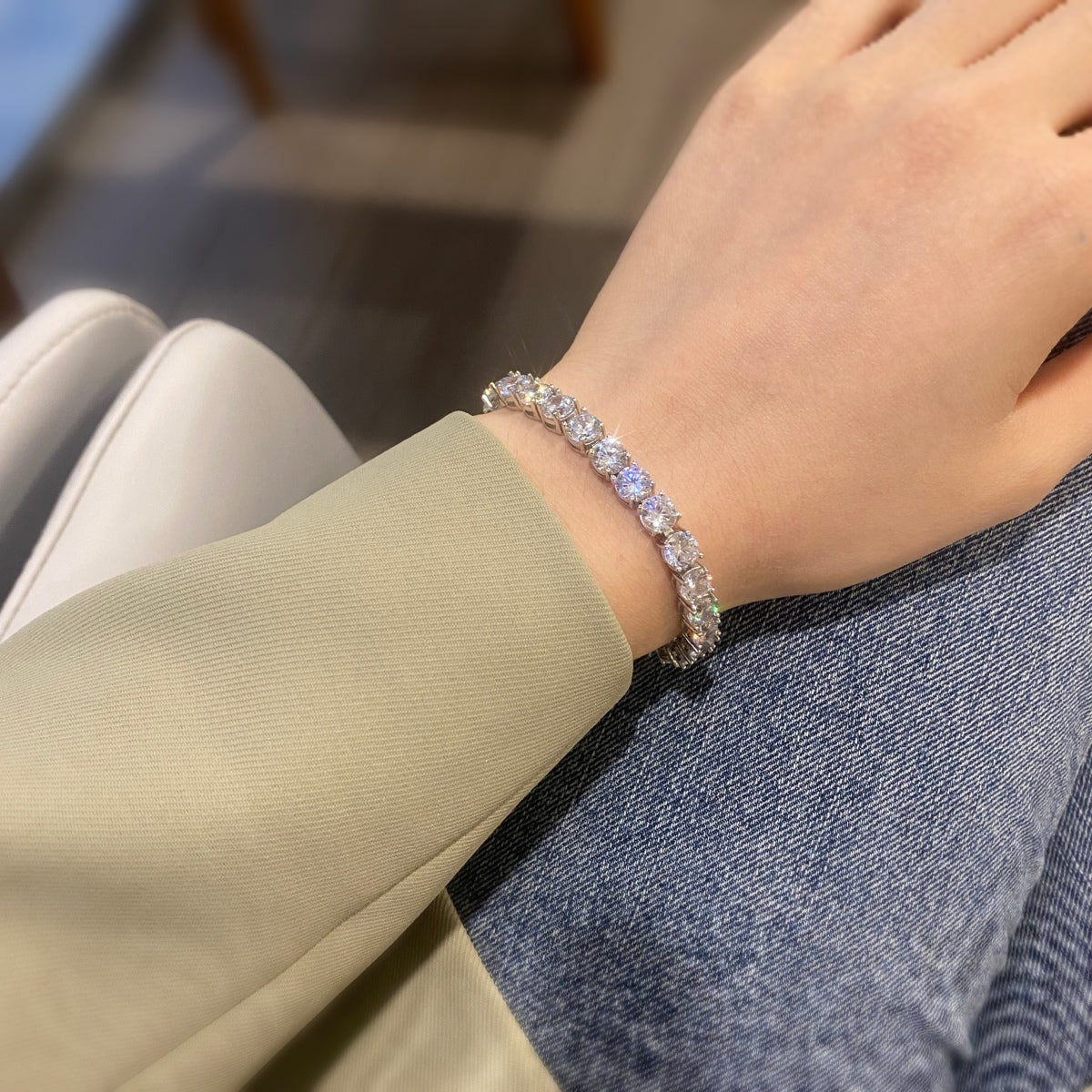 [ORA ]0.75 Carat Dazzling Round Cut Wedding Bracelet