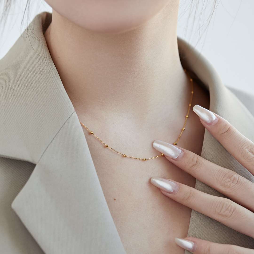 [ORA]Small Bead Clavicle Chain Simple Necklace