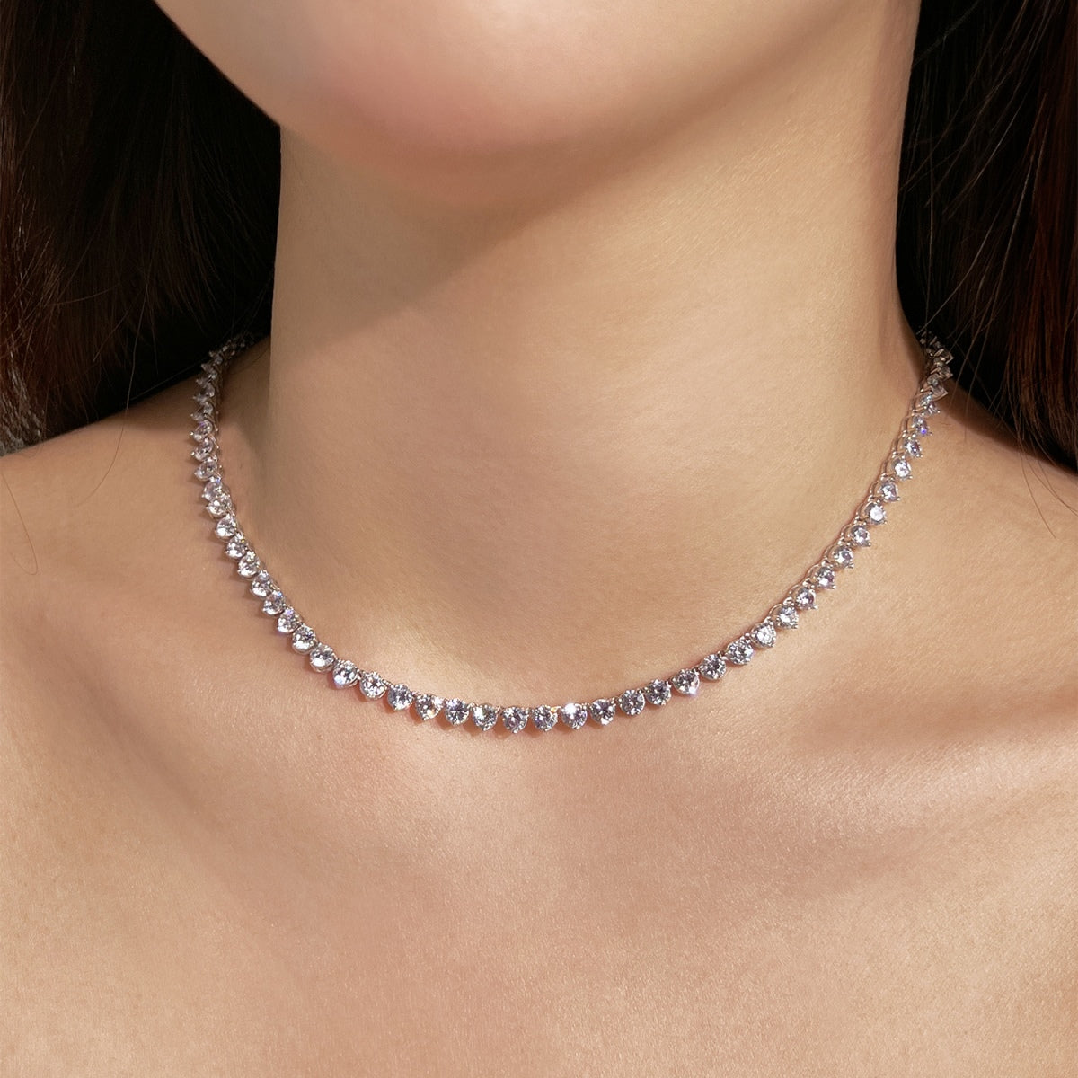 [ORA ]Ornate Heart Cut Tennis Necklace