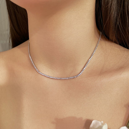 [ORA ]Delicate Round Shape Tennis Necklace