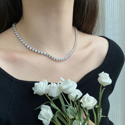 [ORA ]Ornate Heart Cut Tennis Necklace