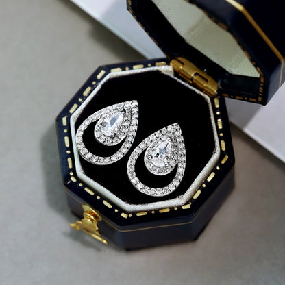 [ORA ]Sparkling Delicate Water Drop Shape Daily Earrings