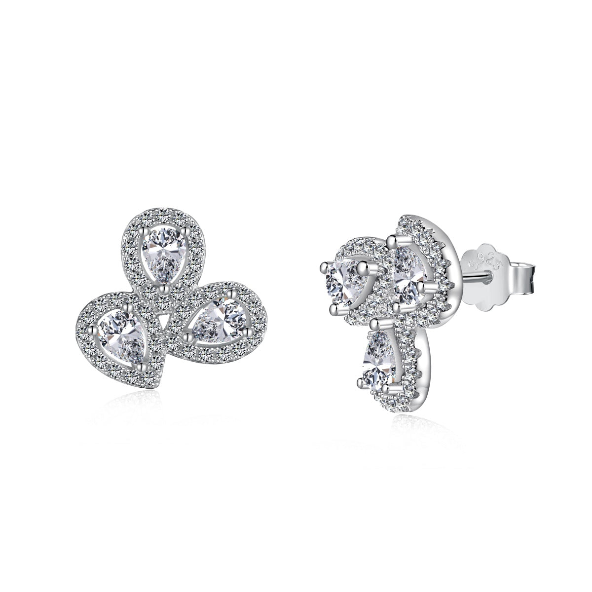 [ORA ]Ornate Flower Shape Pear Cut Lover Earrings
