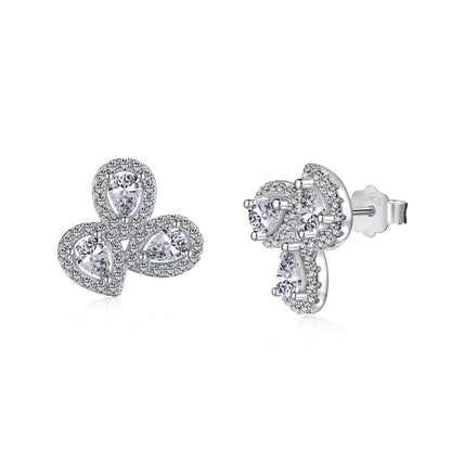 [ORA ]Ornate Flower Shape Pear Cut Lover Earrings