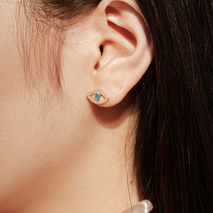 [ORA ]Blue Devil Eyes Hollow Stud Earrings