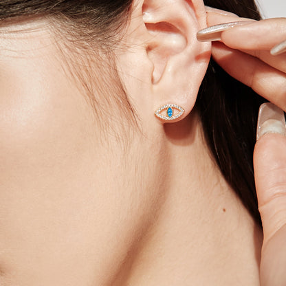 [ORA ]Blue Devil Eyes Hollow Stud Earrings