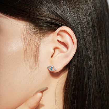 [ORA ]Blue Devil Eyes Hollow Stud Earrings