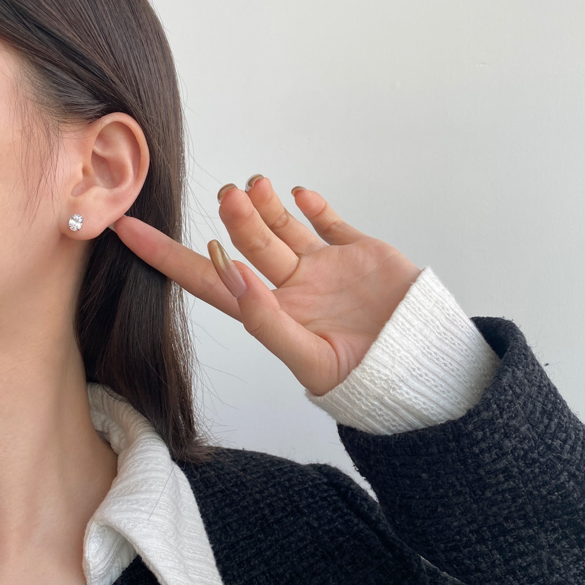 [ORA ]Oval Classic Dignified Elegant Earrings