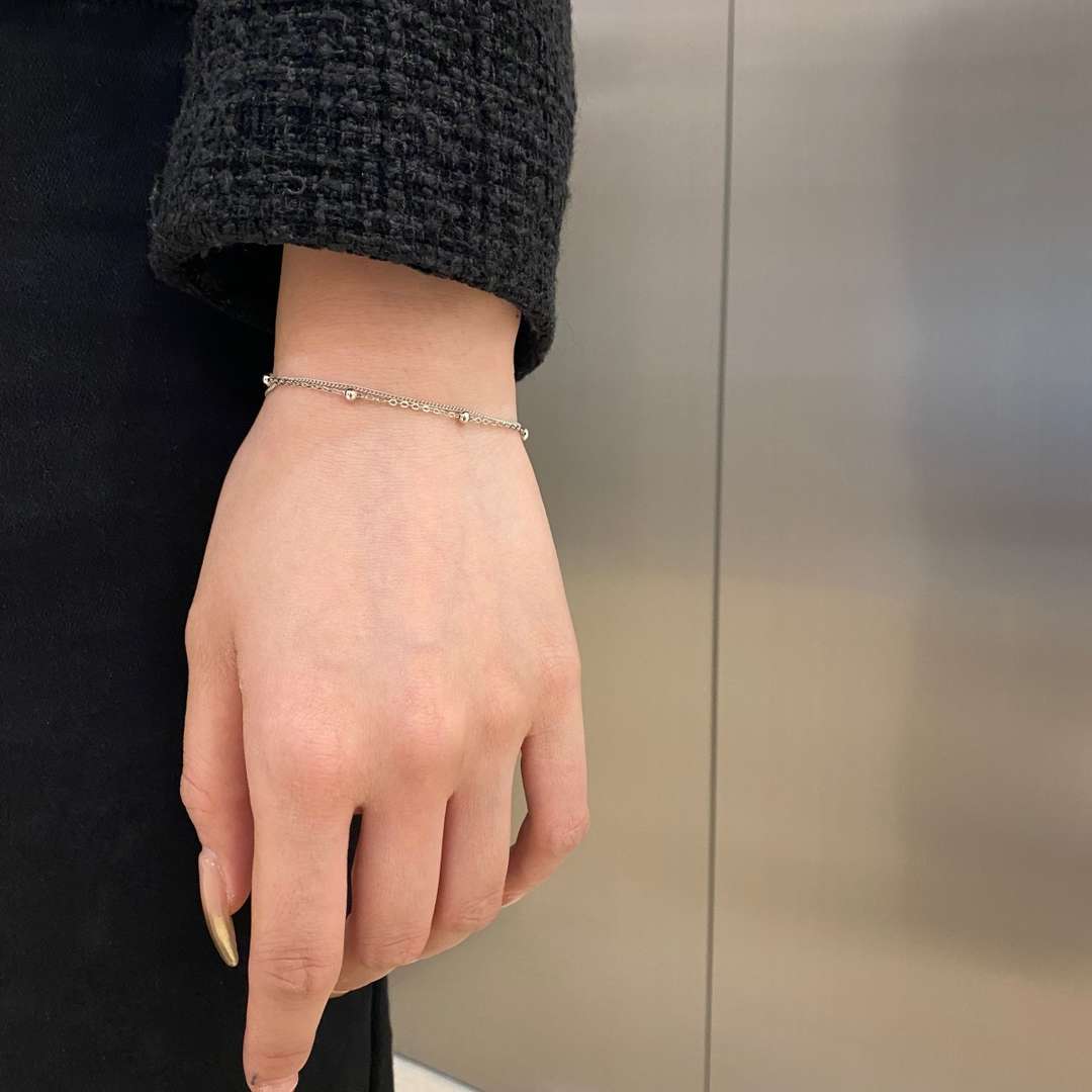 [ORA ]Delicate Bead Double Layer Bracelet