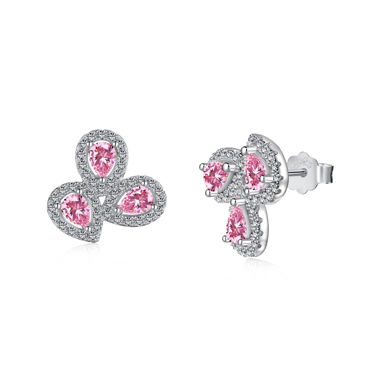 [ORA ]Ornate Flower Shape Pear Cut Lover Earrings