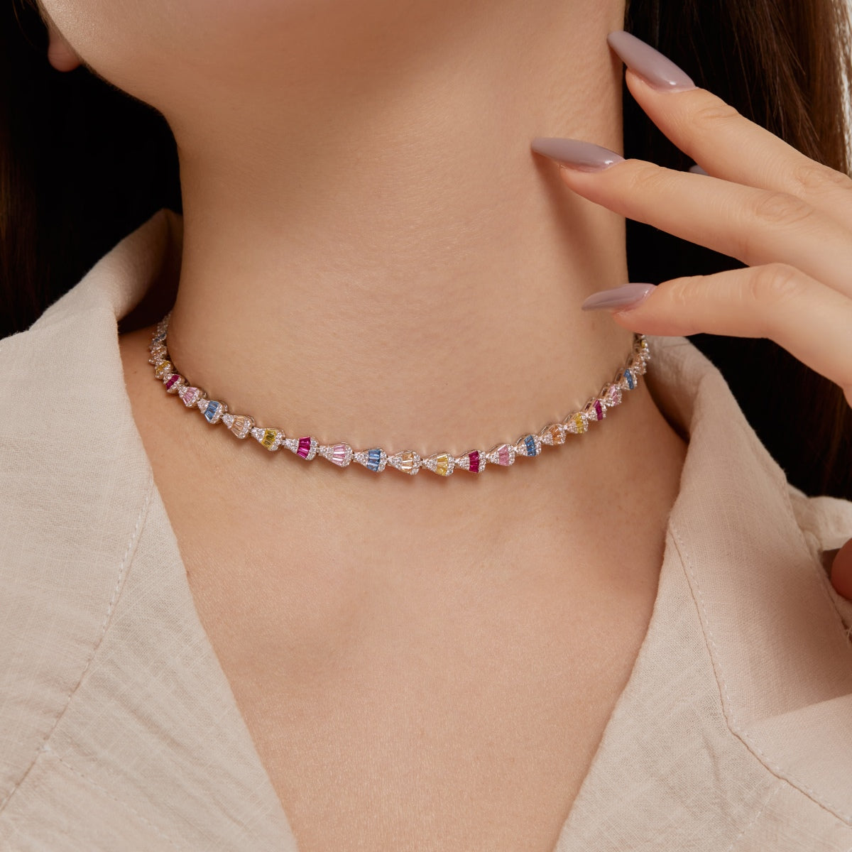 [ORA ]Radiant Colorful Rainbow Necklace